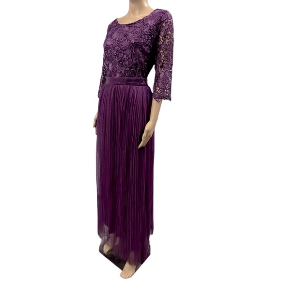 Ibtom Castle Purple Lace Tulle Half Sleeve Formal Mother of Bride Maxi Dress 2X - Picture 2 of 13